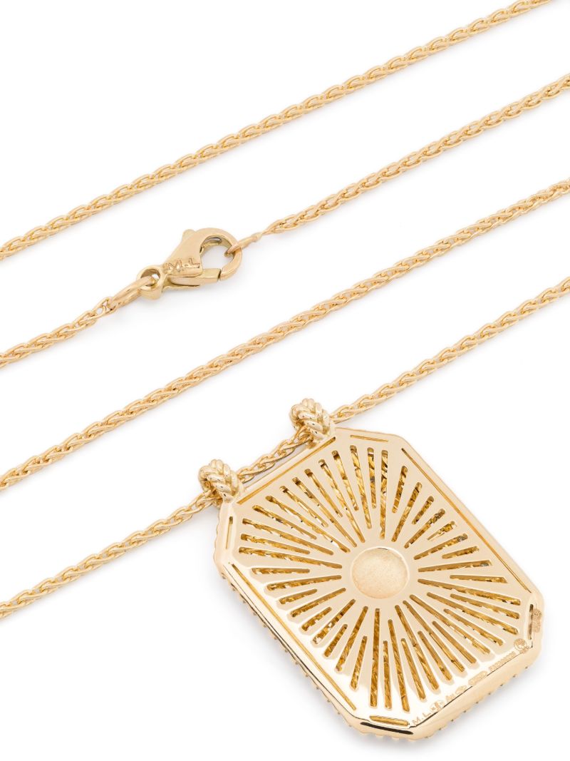 18k Yellow Gold Clover Scapular Diamond Necklace