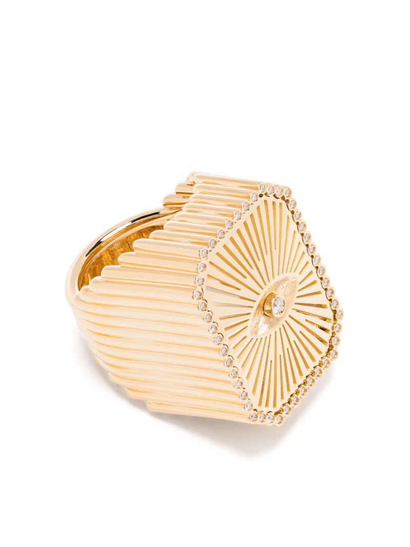 18k Yellow Gold Eye Scap Diamond Signet Ring