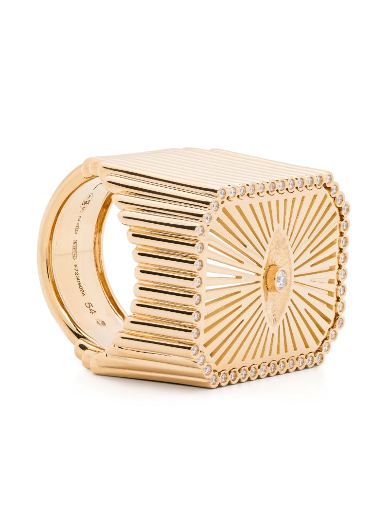 18k Yellow Gold Eye Scap Diamond Signet Ring