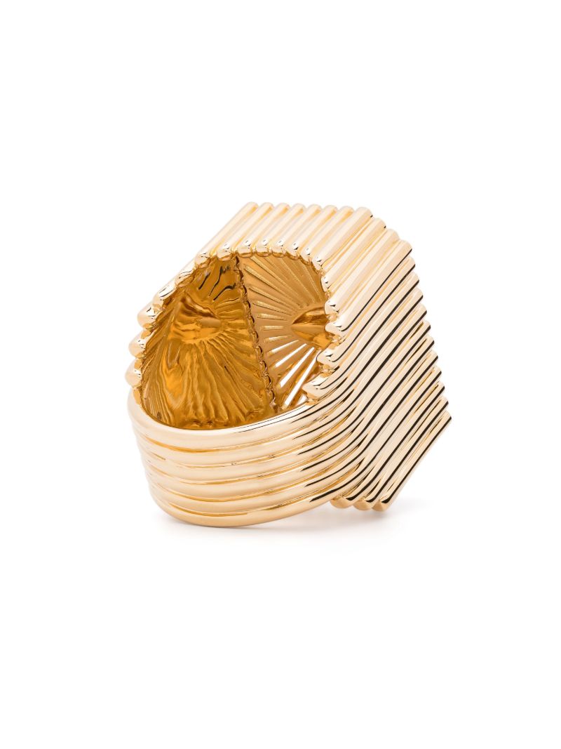 18k Yellow Gold Eye Scap Diamond Signet Ring