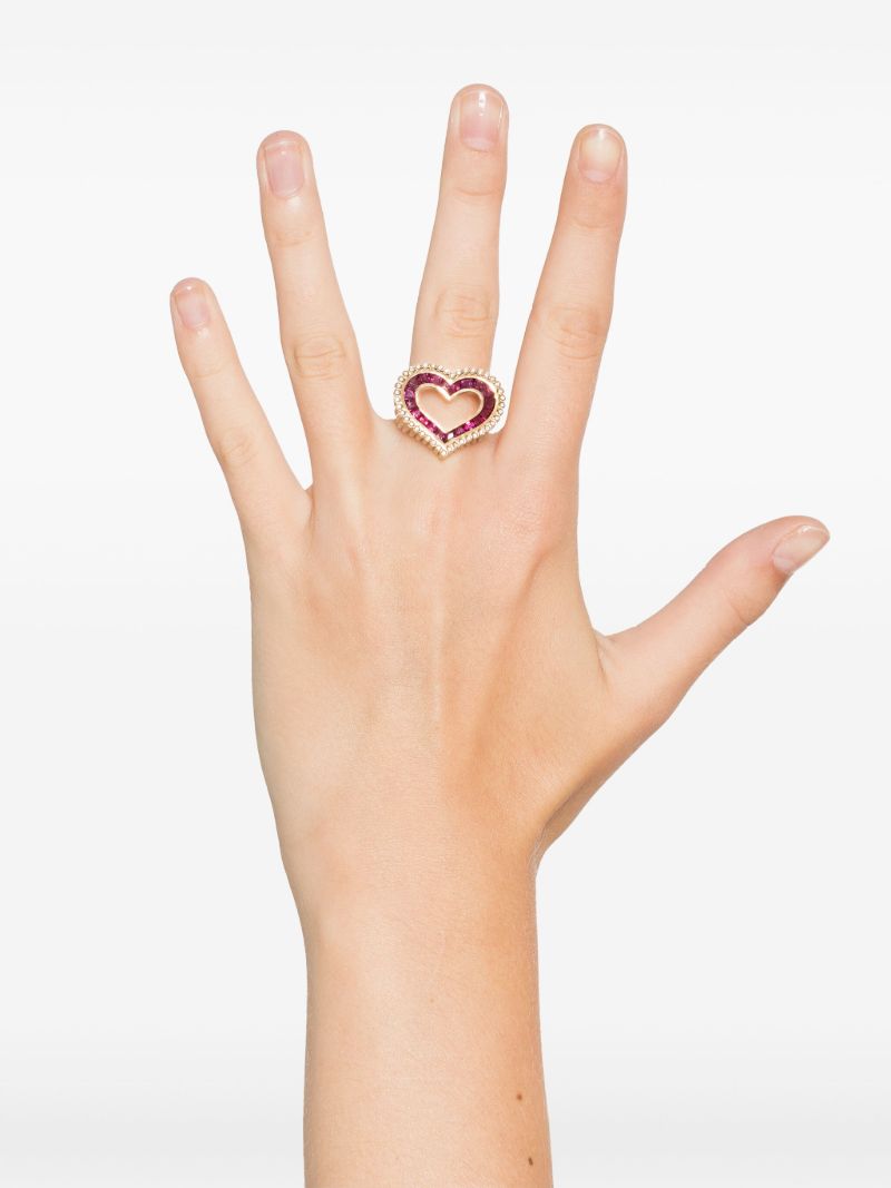 18k Yellow Gold Love Ruby and Diamond Ring