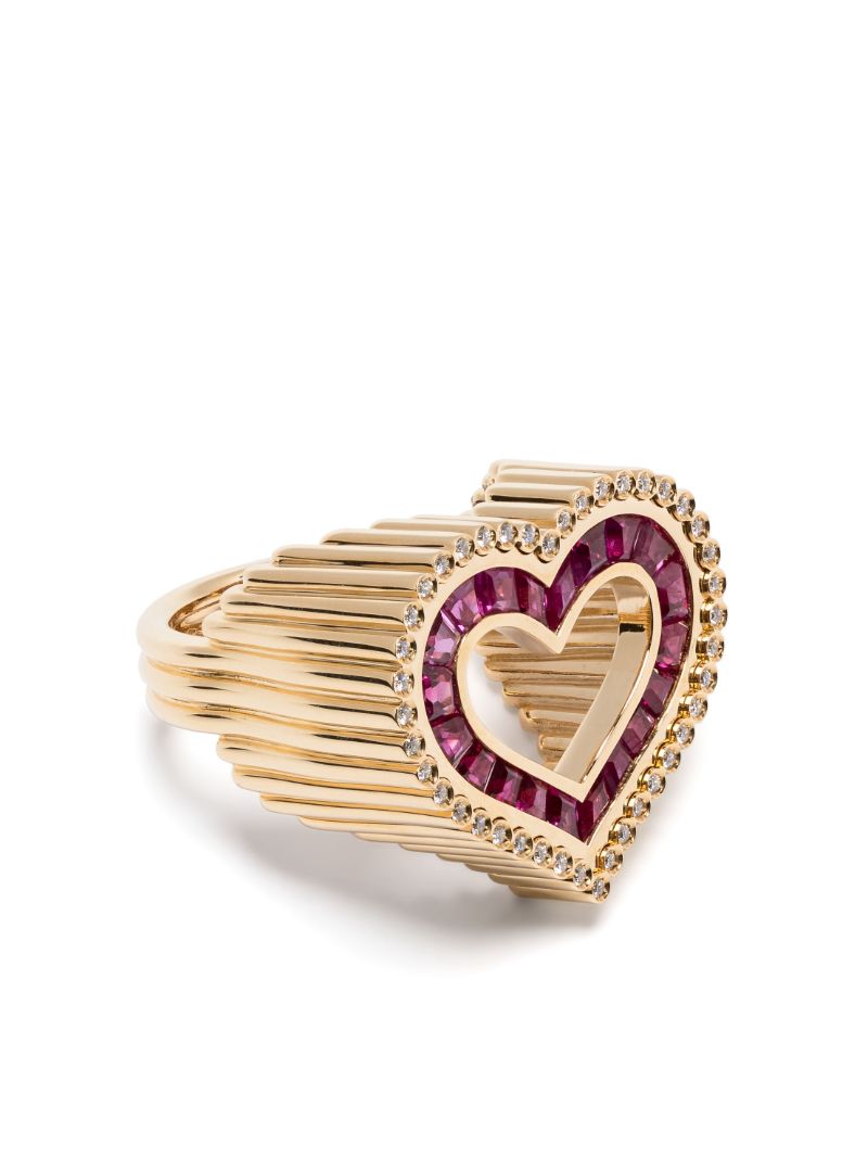 18k Yellow Gold Love Ruby and Diamond Ring