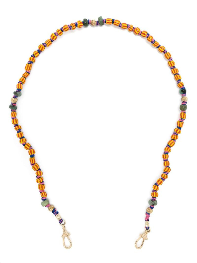 9k Yellow Gold Mauli Ghana Emerald Beaded Necklace