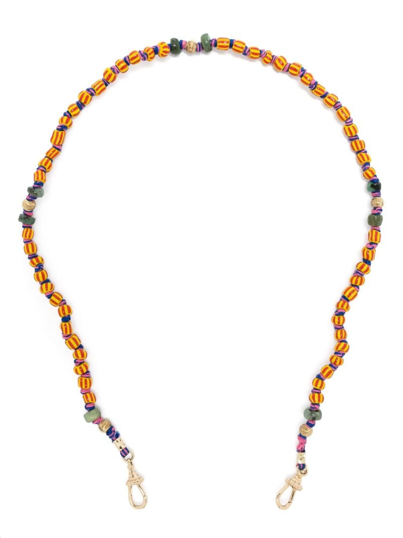 9k Yellow Gold Mauli Ghana Emerald Beaded Necklace