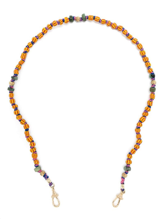 9k Yellow Gold Mauli Ghana Emerald Beaded Necklace