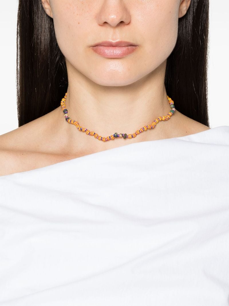 9k Yellow Gold Mauli Ghana Emerald Beaded Necklace