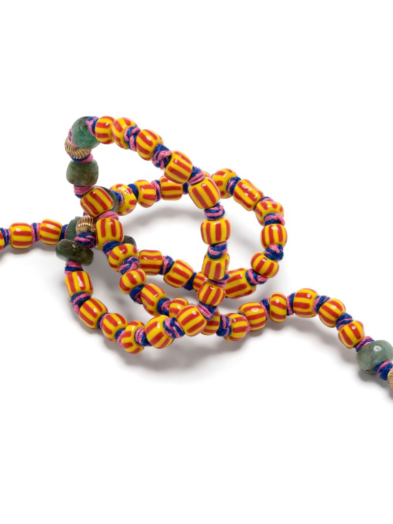 9k Yellow Gold Mauli Ghana Emerald Beaded Necklace