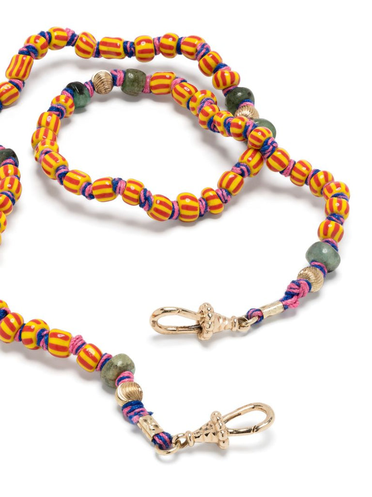 9k Yellow Gold Mauli Ghana Emerald Beaded Necklace