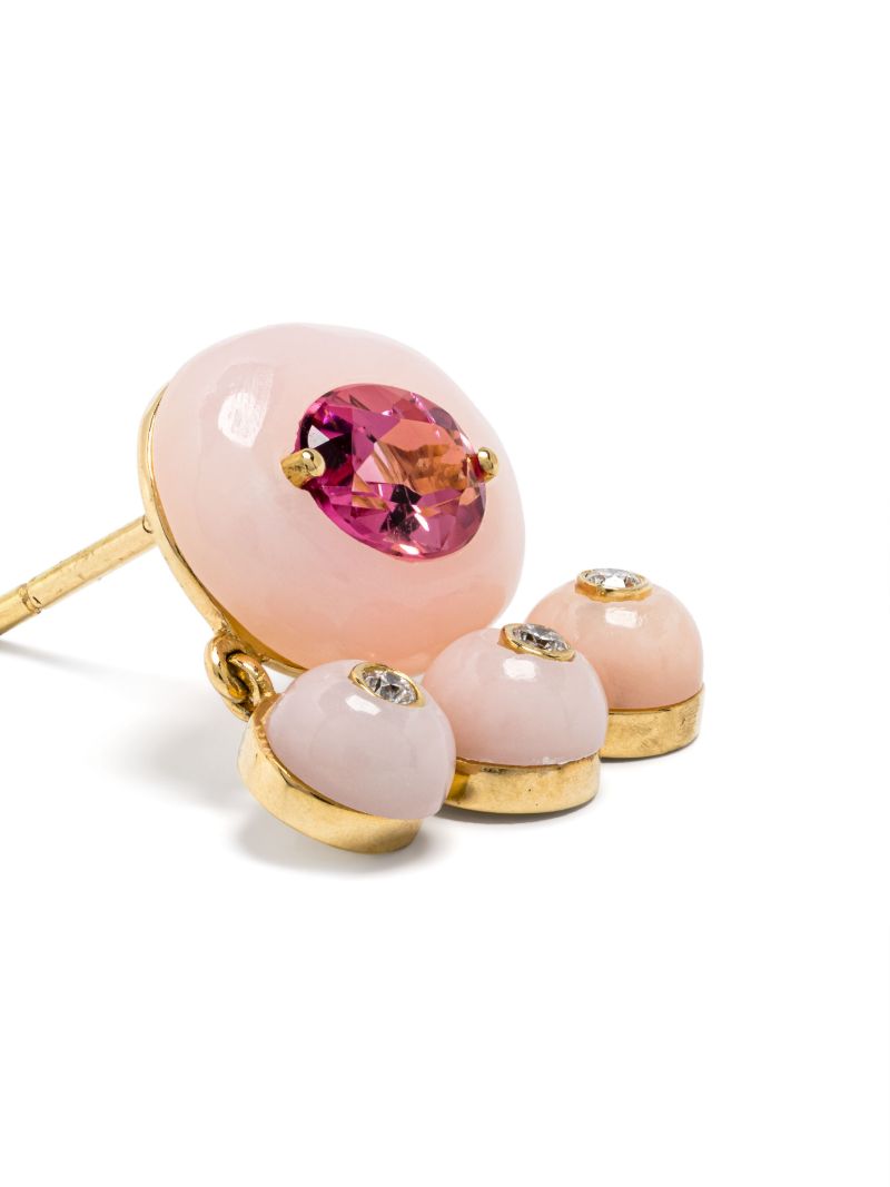 18k Yellow Gold Boto-cor-de-rosa Tourmaline and Diamond Earrings