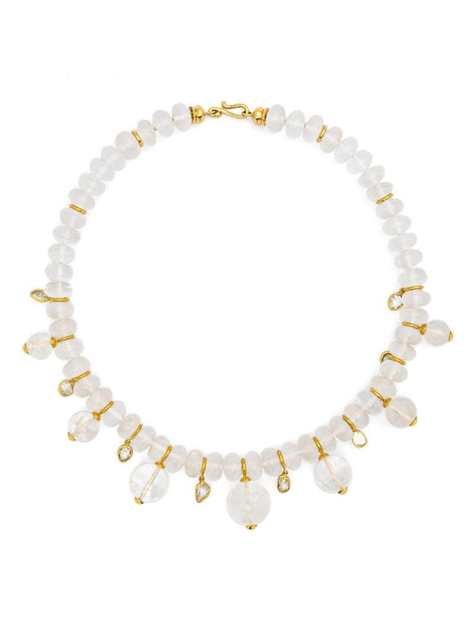 18k Yellow Gold Alba Rock Crystal and Diamond Necklace