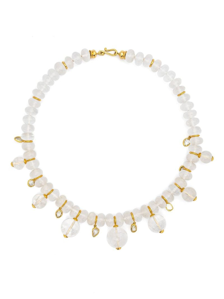 18k Yellow Gold Alba Rock Crystal and Diamond Necklace