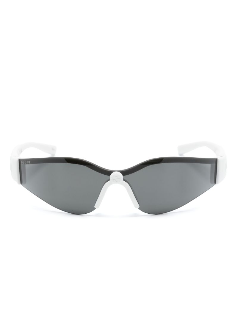 White Rimless Shield-frame Sunglasses