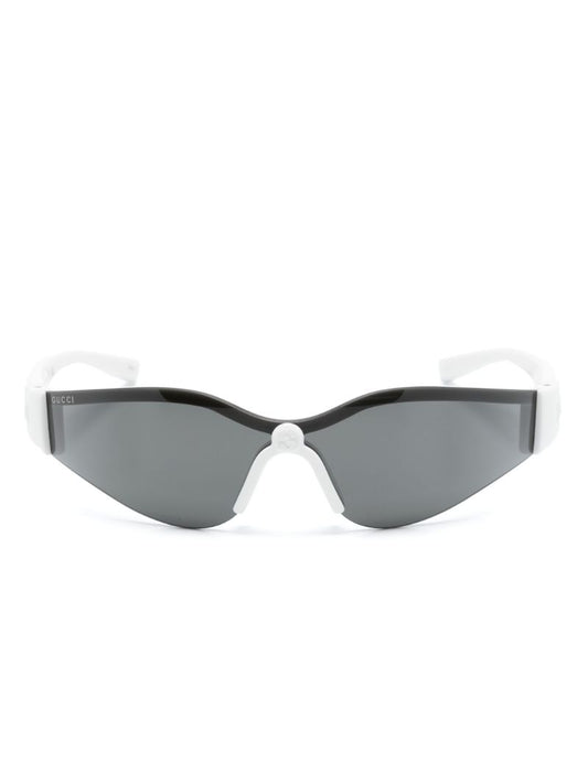 White Rimless Shield-frame Sunglasses