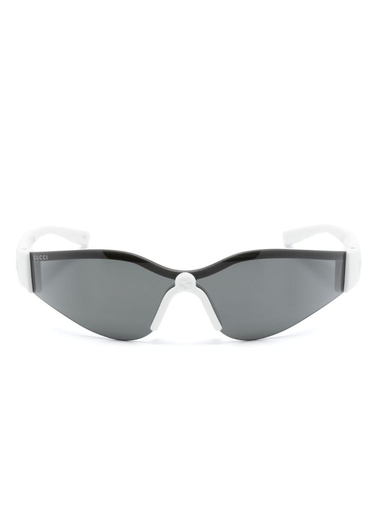 White Rimless Shield-frame Sunglasses