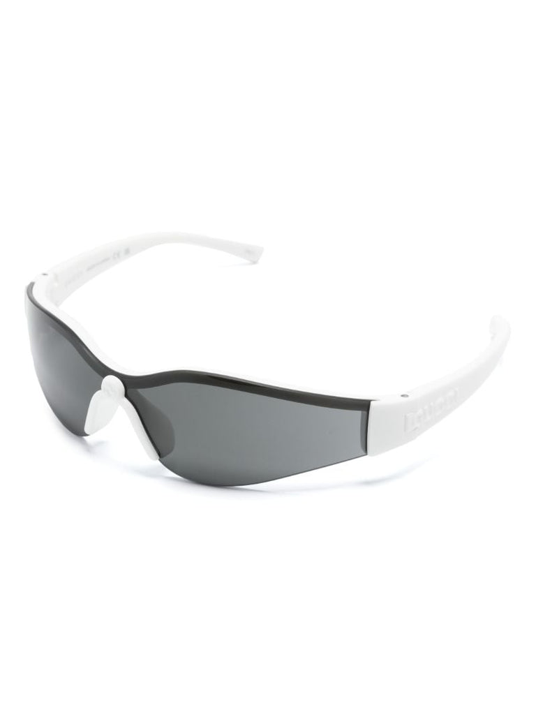 White Rimless Shield-frame Sunglasses
