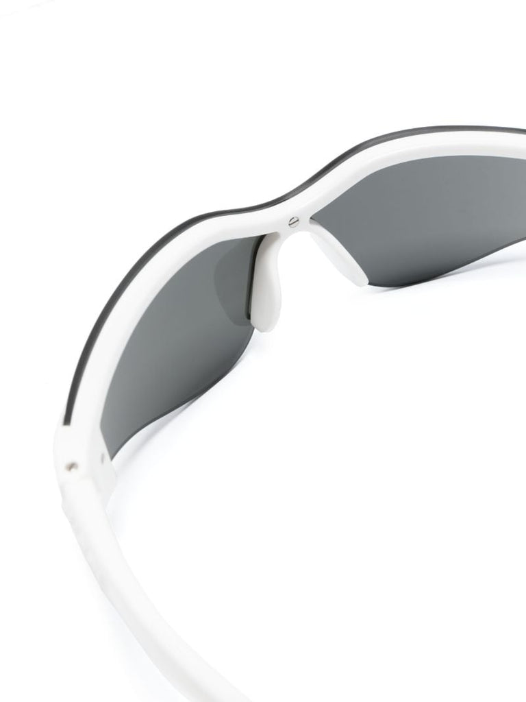 White Rimless Shield-frame Sunglasses