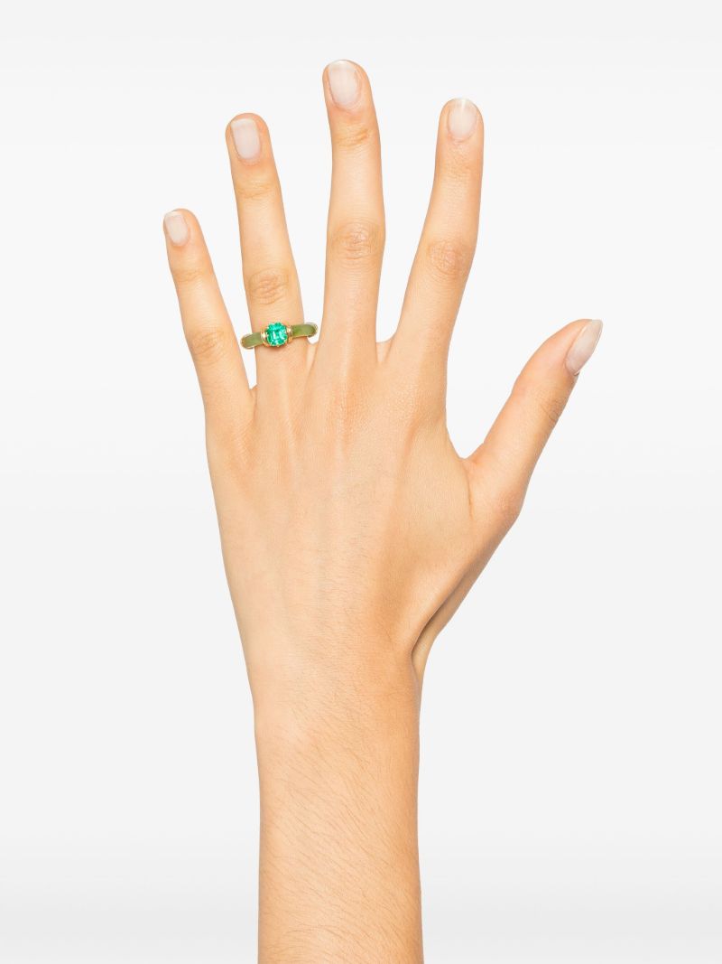 18k Yellow Gold Marina Jade and Emerald Ring