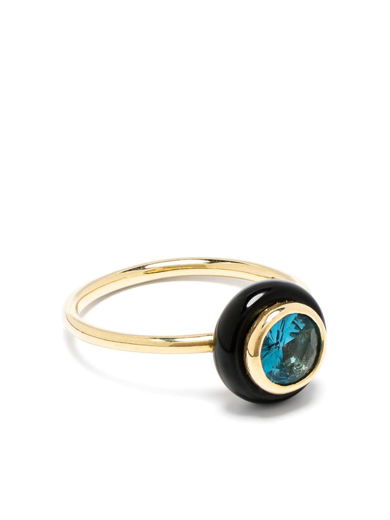 18k Yellow Gold Chakra Frames Topaz Ring