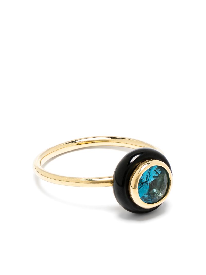 18k Yellow Gold Chakra Frames Topaz Ring