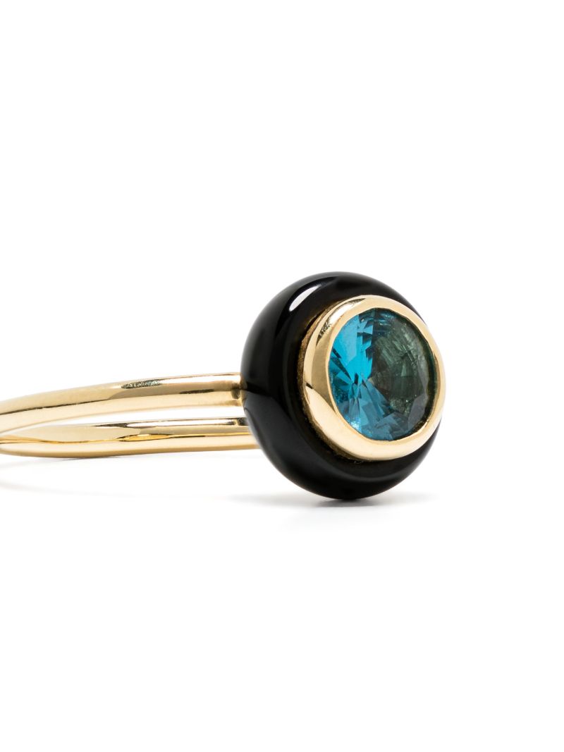18k Yellow Gold Chakra Frames Topaz Ring