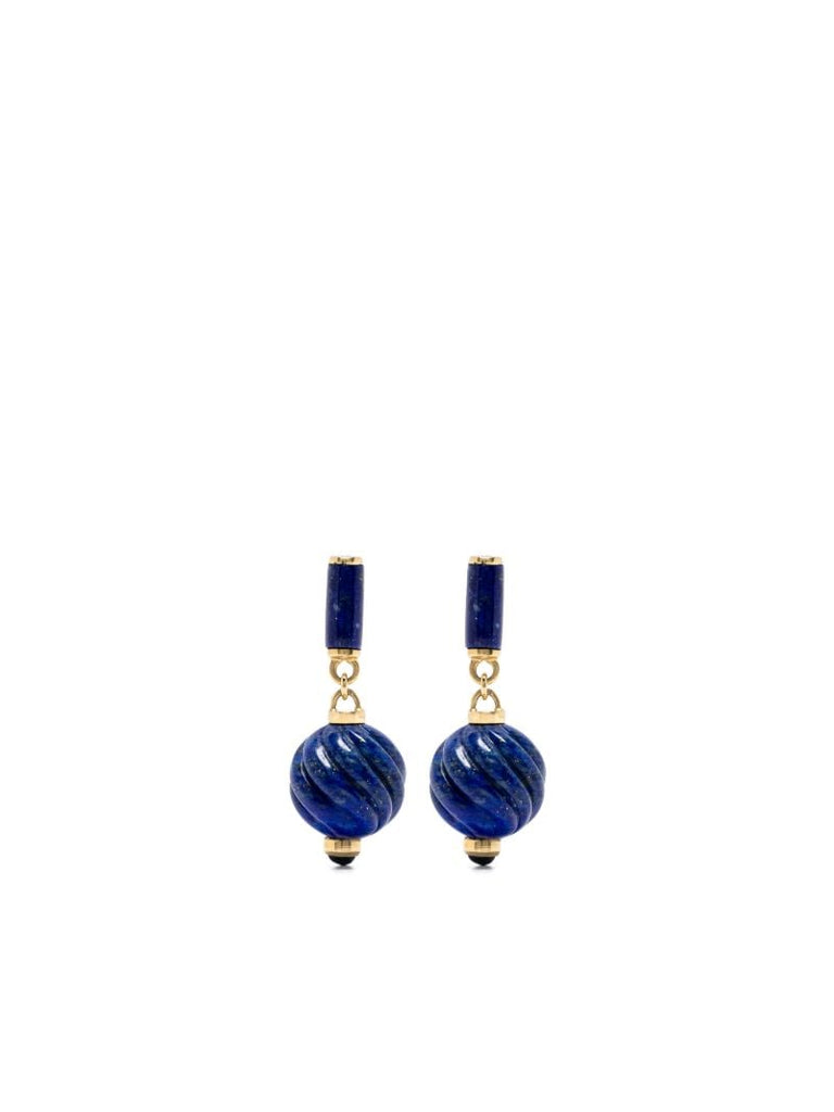 18k Yellow Gold Mari Sapphire and Lapis Lazuli Drop Earrings