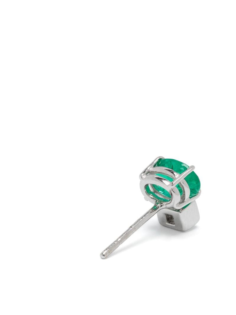 18k White Gold Agnes Emerald and Diamond Stud Earrings