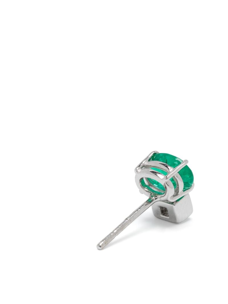 18k White Gold Agnes Emerald and Diamond Stud Earrings