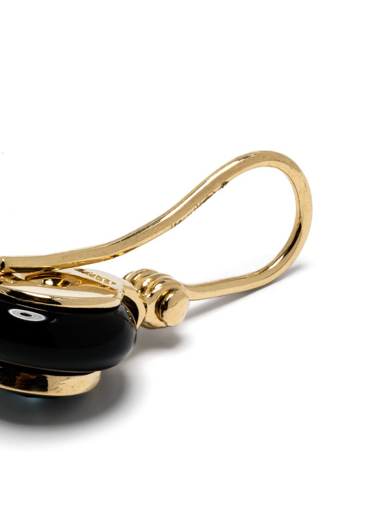 18k Yellow Gold Frames Onyx and Tpaz Earring