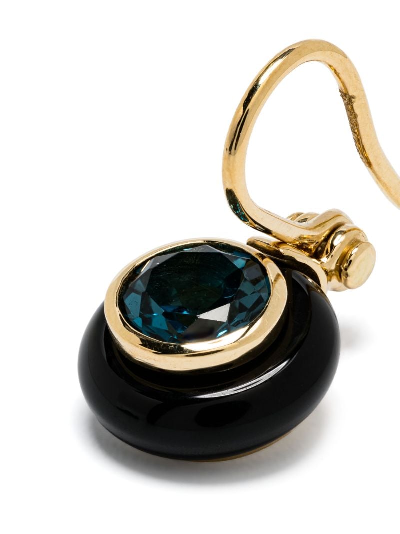 18k Yellow Gold Frames Onyx and Tpaz Earring