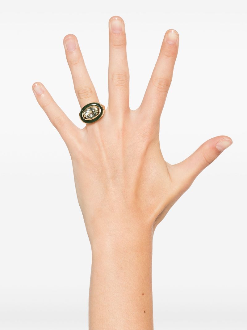 18k Yellow Gold Jade and Prasiolite Ring