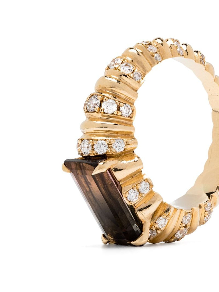 18k Yellow Gold One of a Kind Diamond and Tourmaline Ring