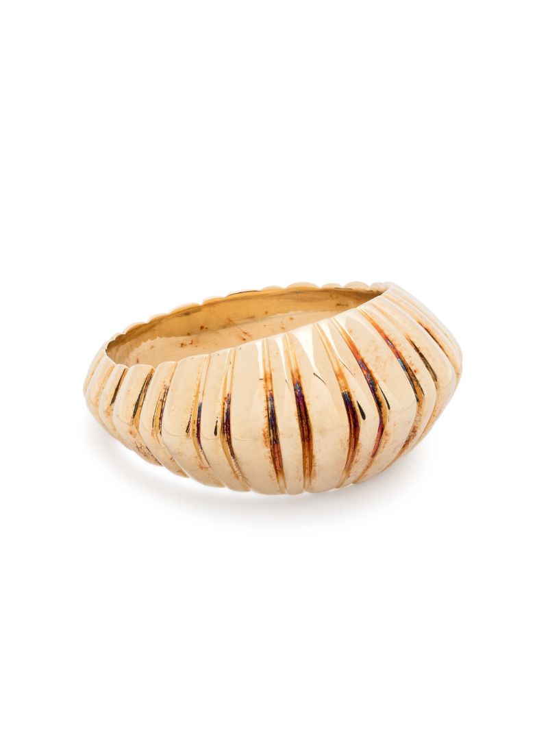 18k Yellow Gold Fluted Crescent Ring