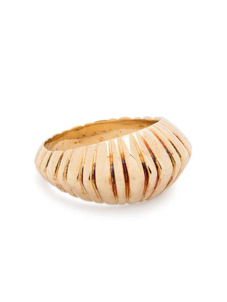 18k Yellow Gold Fluted Crescent Ring