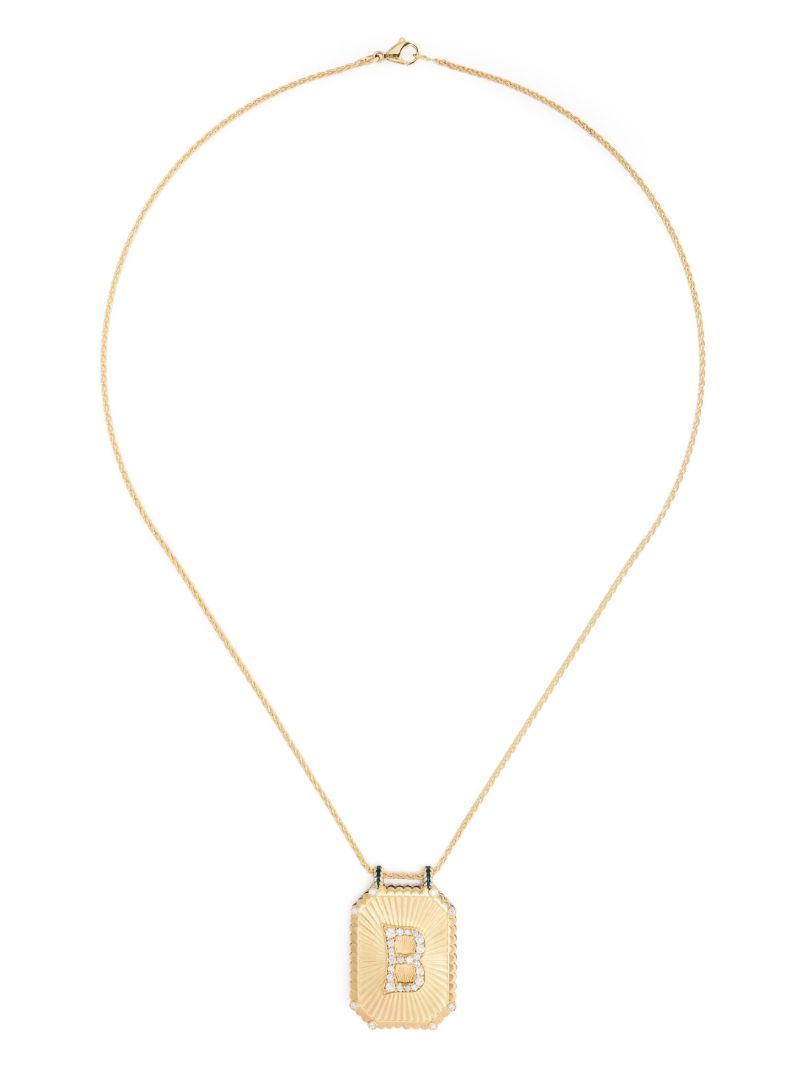 18k  Yellow Gold Letter Scapular Pendant Small Necklace