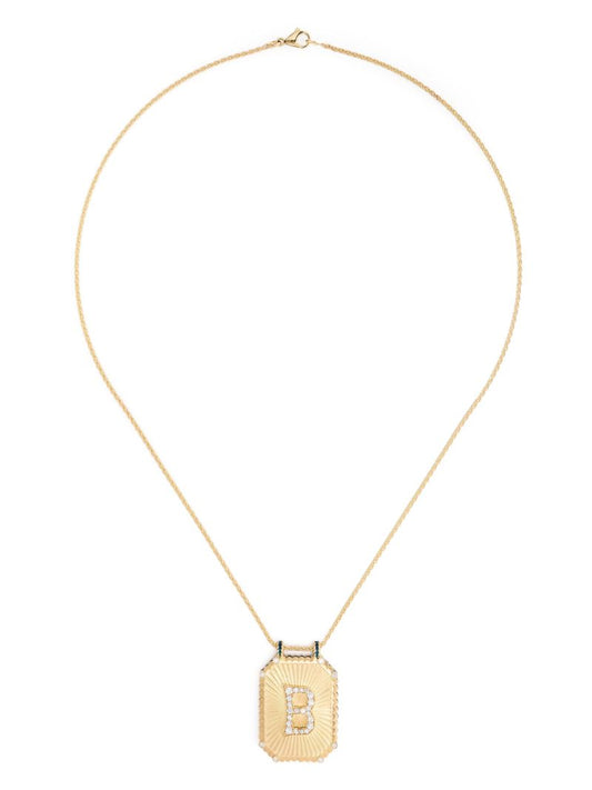 18k  Yellow Gold Letter Scapular Pendant Small Necklace