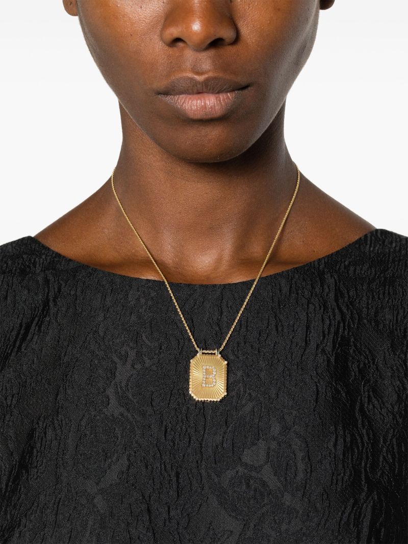 18k  Yellow Gold Letter Scapular Pendant Small Necklace