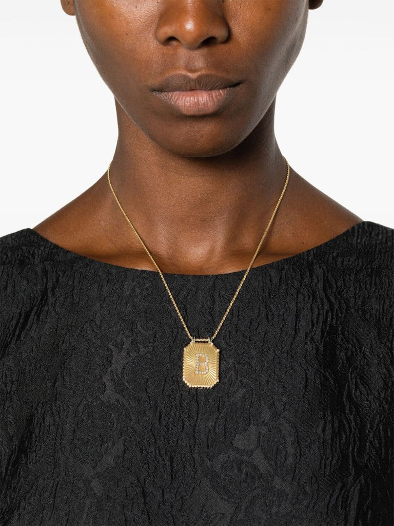18k  Yellow Gold Letter Scapular Pendant Small Necklace