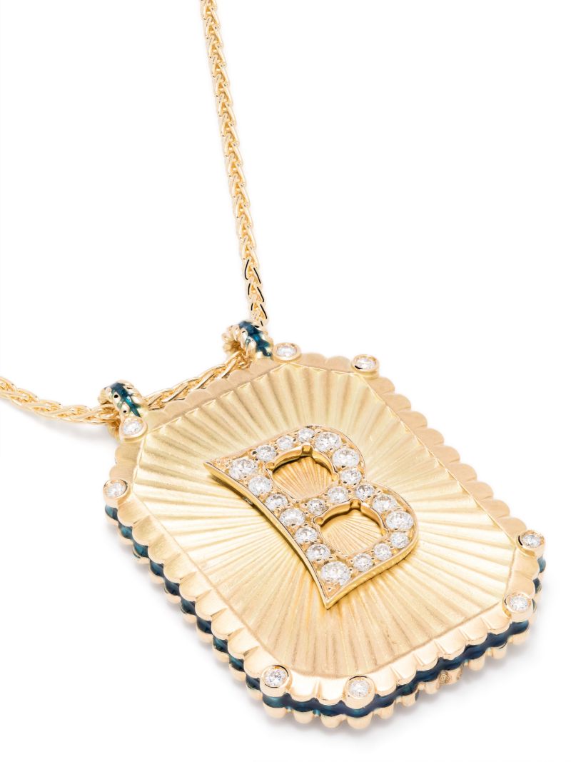 18k  Yellow Gold Letter Scapular Pendant Small Necklace