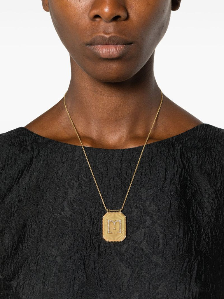 18k Yellow Gold M Scapular Pendant Necklace