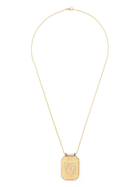 18k Yellow Gold M Scapular Pendant Necklace
