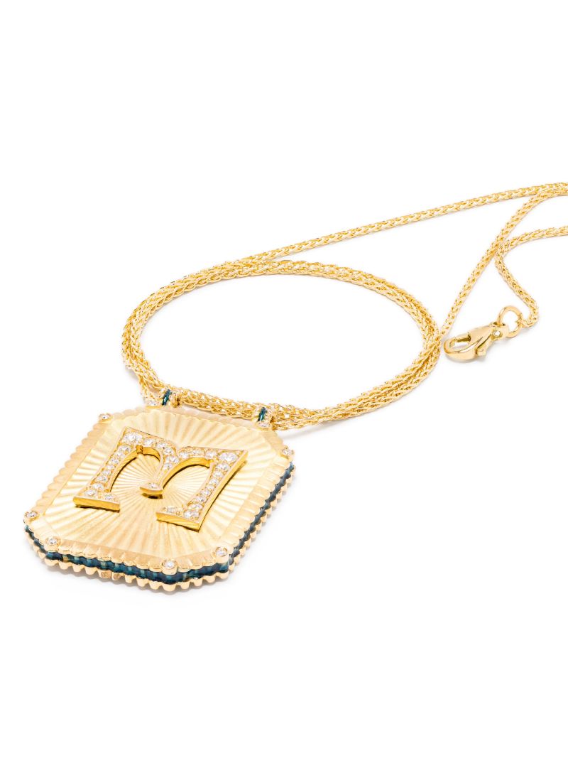18k Yellow Gold M Scapular Pendant Necklace