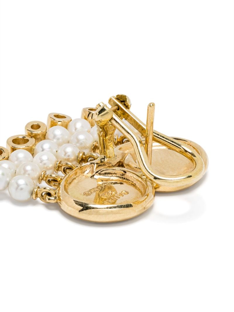 18k Yellow Gold Agni Diamond and Pearl Drop Earrings