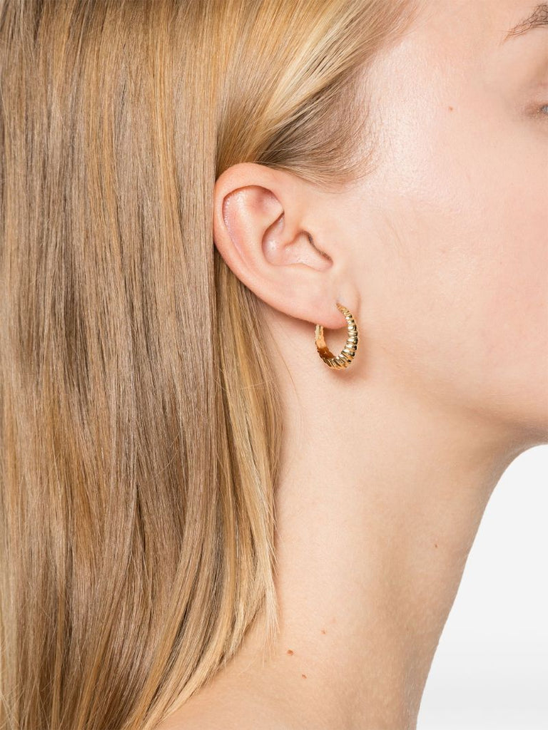 18k Yellow Gold Fluted Crescent Earring