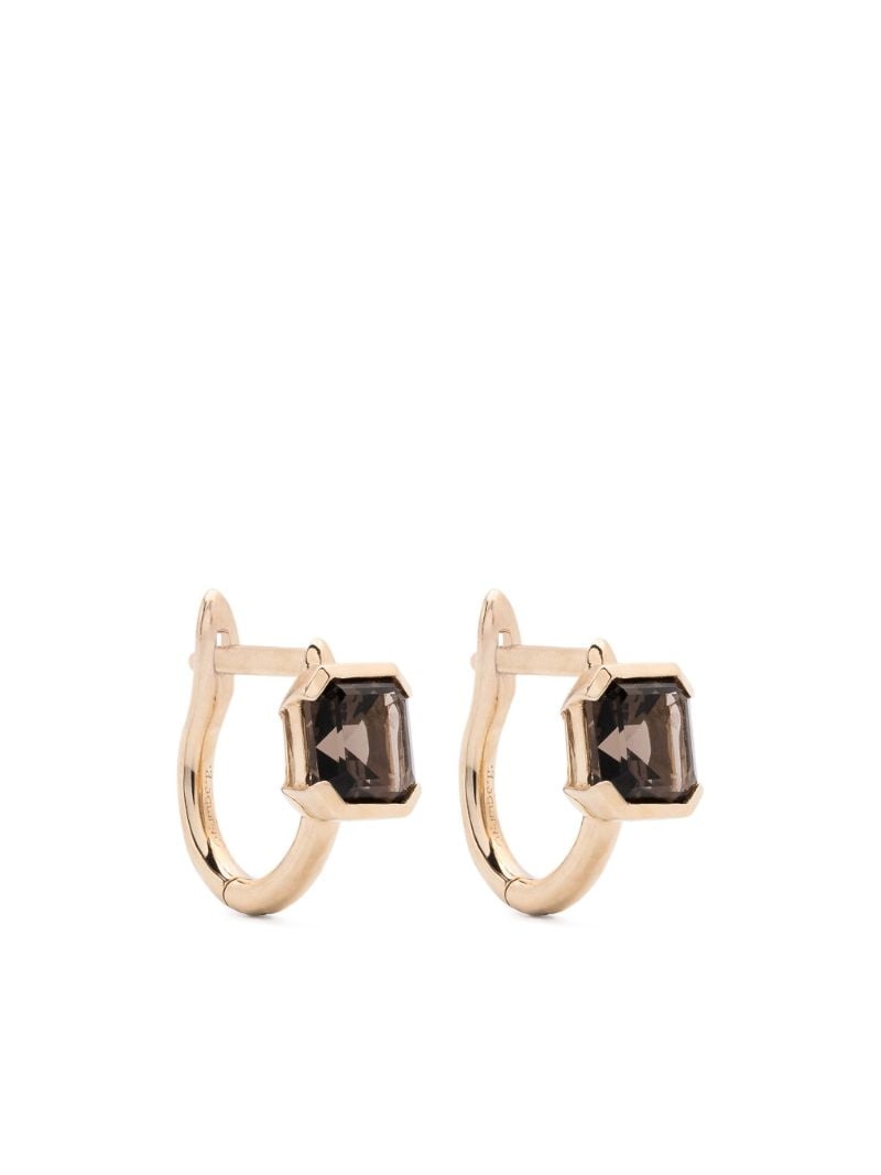 9k Yellow Hold Domino Quartz Earrings