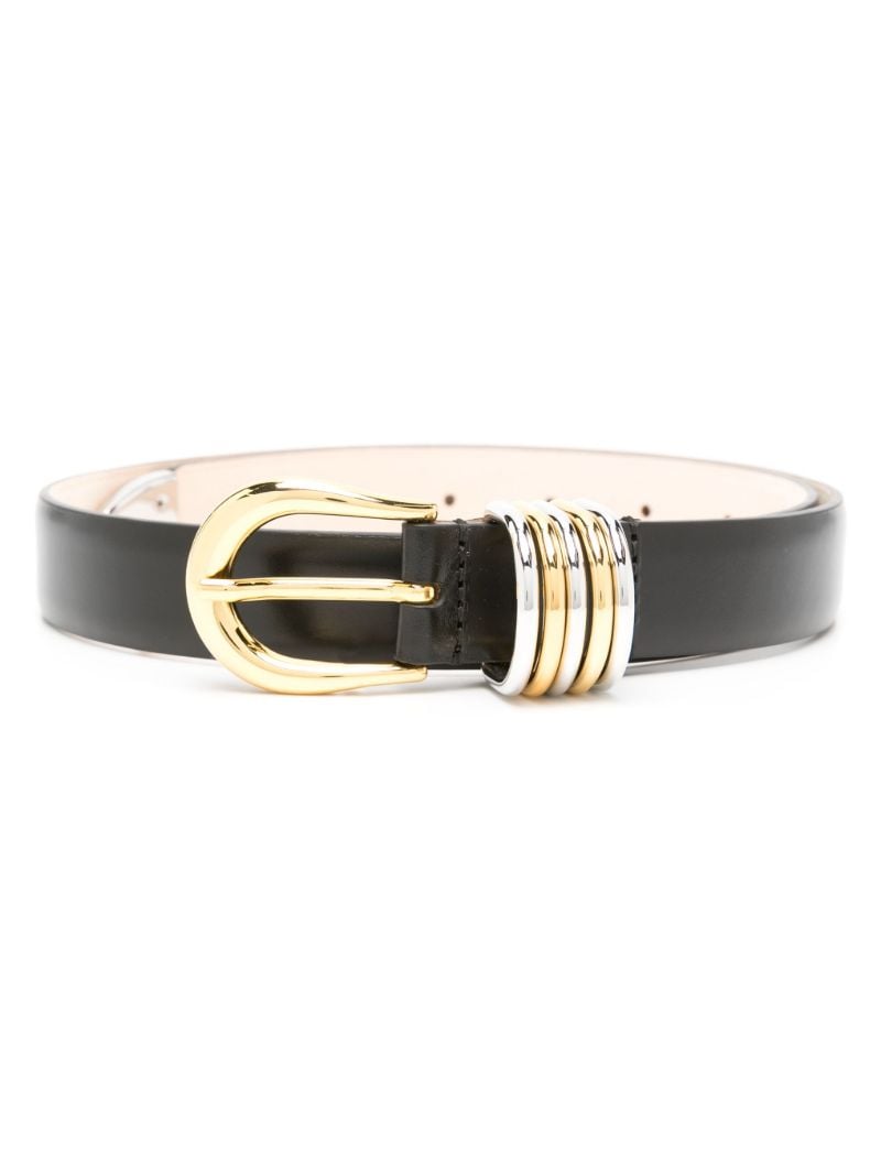 Black Hollyhock Leather Belt