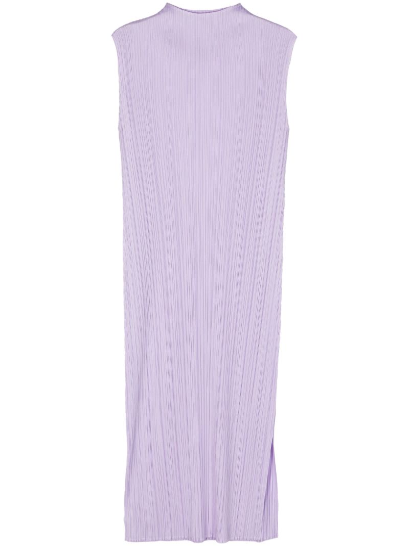 Purple Pleated Sleeveless Dress