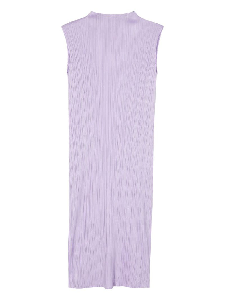 Purple Pleated Sleeveless Dress
