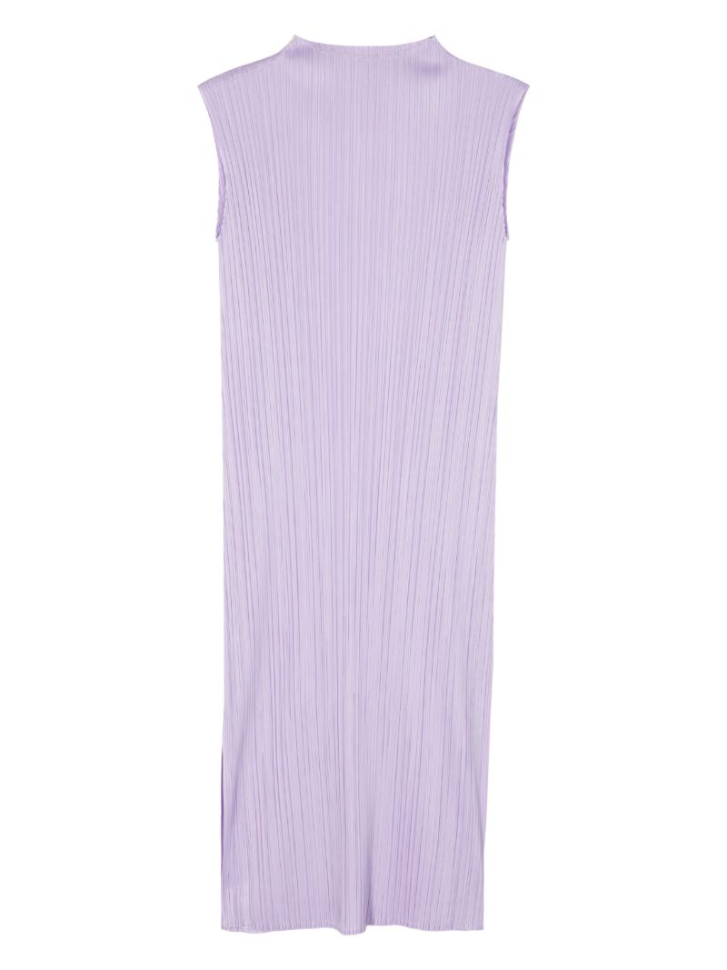 Purple Pleated Sleeveless Dress