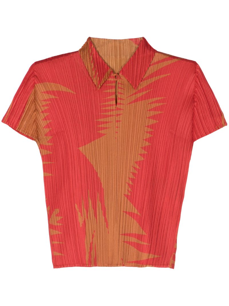 Red Piquant Pleated Top