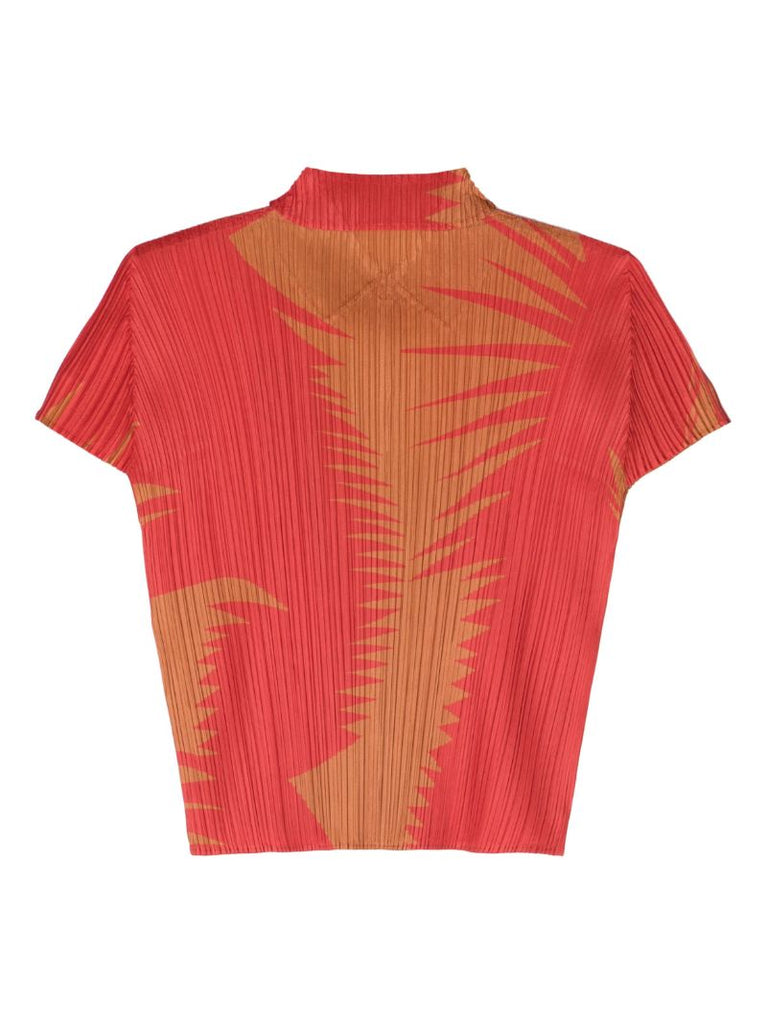 Red Piquant Pleated Top